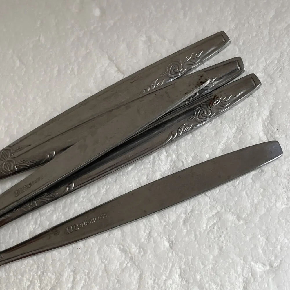 Vintage IIC Imperial stainless Cocktail Fork Young Rose set of 5